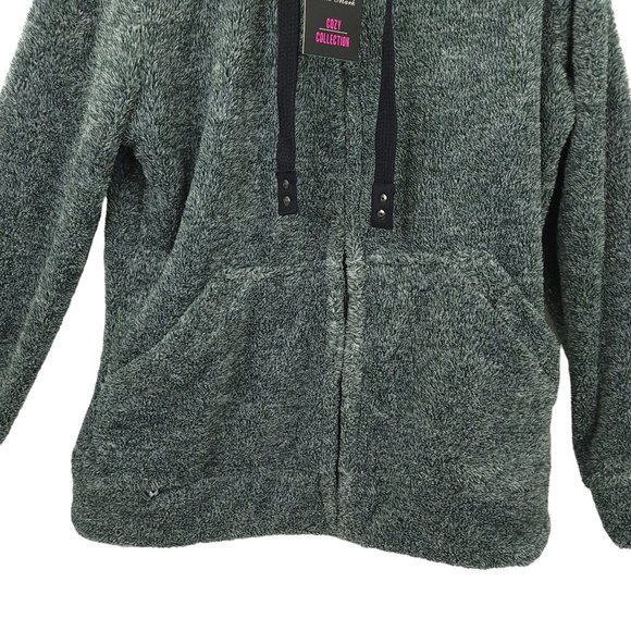 White Mark Sherpa Full Zip Hoodie Sweater Jacket Size M Fleece Pockets Gray NEW - Picture 10 of 16